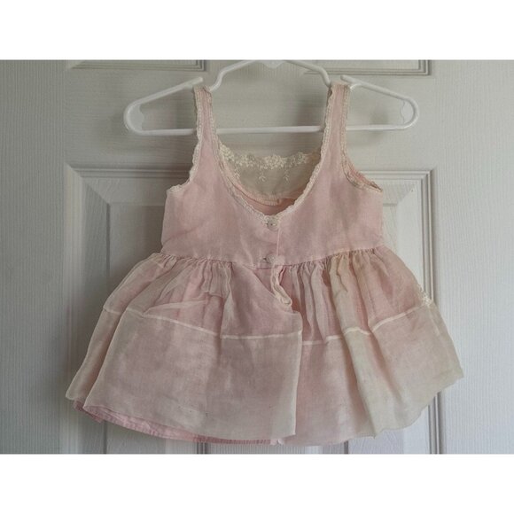 Vtg Pink Baby Dress Skamperette Toodler 1 1950's White Lace Edging Floral Lace - Picture 5 of 7